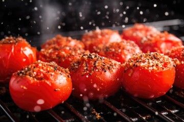 Wall Mural - skewered tomatoes being dusted with cracked pepper