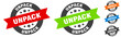 unpack stamp. unpack round ribbon sticker. tag