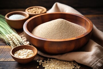 Poster - whole grains in a wooden bowl