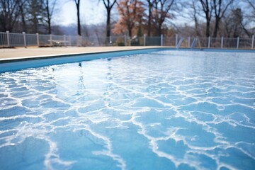 Poster - ice forming on the surface of an outdoor pool