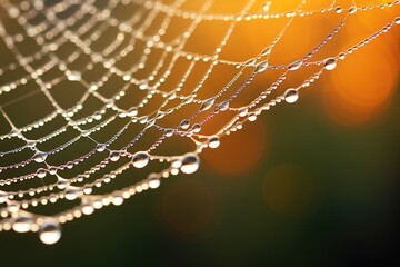 a close-up of a spider web strength with dew