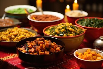 Canvas Print - assorted bowls of kwanzaa side dishes