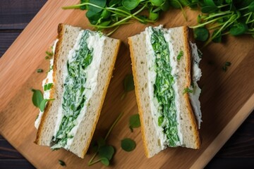 Sticker - overhead shot of a sandwich with chive and cream cheese