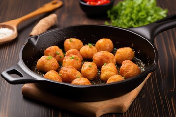 Sticker - frying pan filled with sizzling miniature breakfast sausages