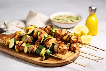 Wall Mural - skewer set with chicken thighs and zucchini