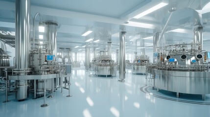 Poster - Pharmaceutical factory, Production line in pharmaceutical factory.