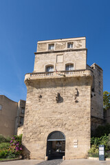 Wall Mural - Vertical view of historic monument Tour de la Babote or Babotte, ancient observatory of Montpellier, France