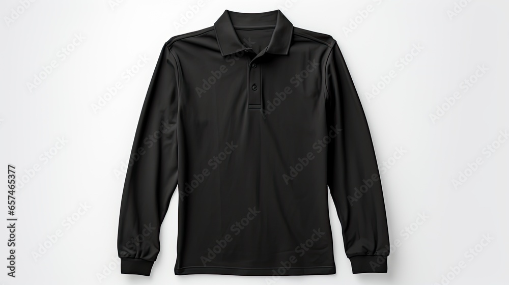 black long sleeves polo shirt isolated on white background Stock Photo ...