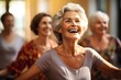 group of seniors showing vitality while dancing, highlights companionship and active lifestyle in retirement, reflecting the spirit of elderly. generative ai