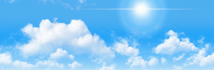 clear blue sky with sun shining in
