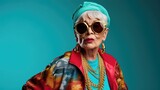 Fototapeta  - Funny older hip hop woman
