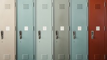 Generative AI, Row Of High School Lockers In The Hallway, Locker Room