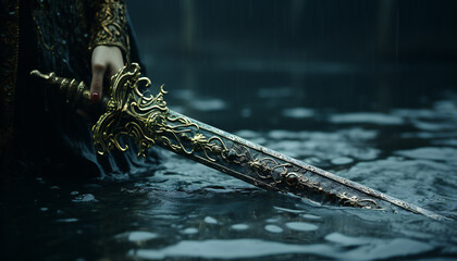 Wall Mural - Recreation of the sword Excalibur wielded by the legendary Lady of the Lake