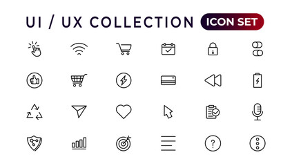 Poster - mega set of ui ux icon set, user interface iconset collection.set of thin line web icon set, simple 