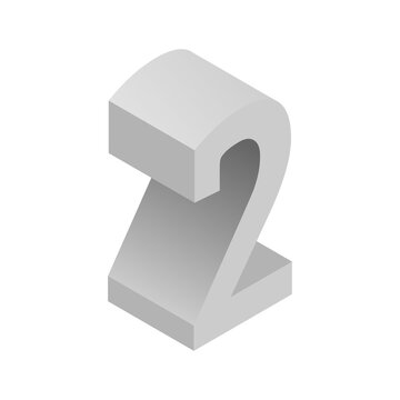 3D grey isometric number 2, PNG with transparent background