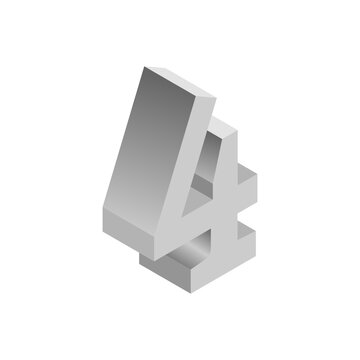 3D grey isometric number, PNG with transparent background