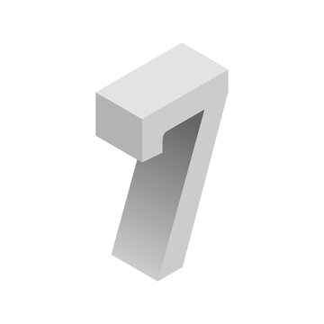3D grey isometric number 7, PNG with transparent background