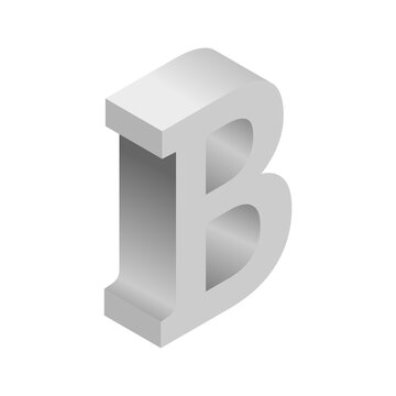 3D grey isometric letter b, PNG with transparent background