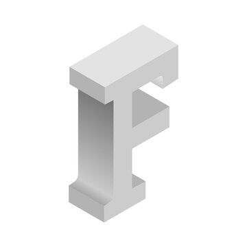 3D grey isometric letter f, PNG with transparent background