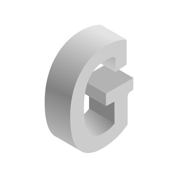 3D grey isometric letter g, PNG with transparent background