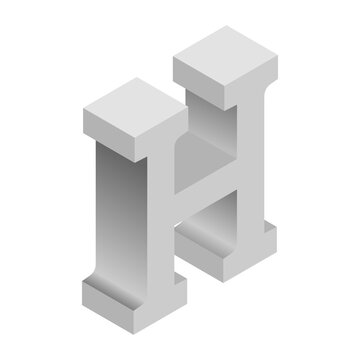 3D grey isometric letter, PNG with transparent background