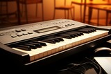 musical instrument on keyboard background. Generative AI