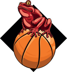 Poster - Frog mascotte on a basket ball vector illustration