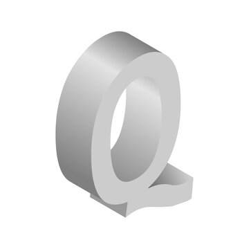 3D grey isometric letter q, PNG with transparent background