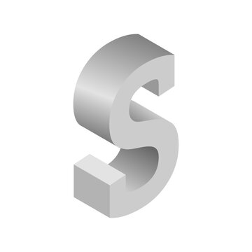 3D grey isometric letter s, PNG with transparent background