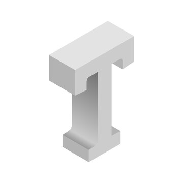 3D grey isometric letter t, PNG with transparent background