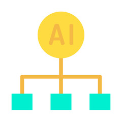 Wall Mural - Flat Ai hierarchy icon