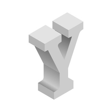 3D grey isometric letter y, PNG with transparent background