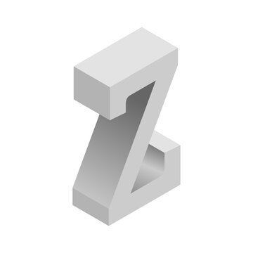 3D grey isometric letter z, PNG with transparent background