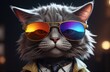 Cool rich successful hipster cat with sunglasses and cash money. Like a gangster