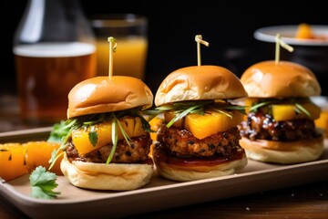 Poster - bbq pork sliders with grilled pineapple and spicy sauce dripping