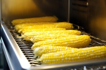 Poster - grill unit closed over a batch of roasting corns