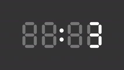 Poster - White simple thin line animation of timer digital numbers, HD video with transparent background, seamless loop 4K video representing measurement instrument.