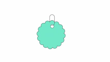 Poster - Round wavy edge badge mockup line 2D object animation. Sunburst circle sticker flat color cartoon 4K video, alpha channel. Starburst shaped price tag empty animated element on white background