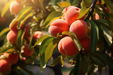 Wall Mural - Peaches on peach tree branches