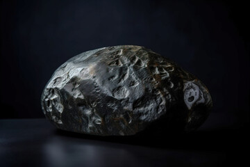 Musgravite is a rare precious natural geological stone on a black background in low key. AI generated.