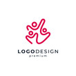 simple and modern people with line art style for education, childcare or social logo design