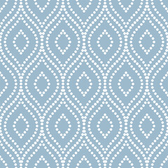 Wall Mural - Seamless vector ornament. Modern wavy background. Geometric modern wavy dotted blue and white pattern