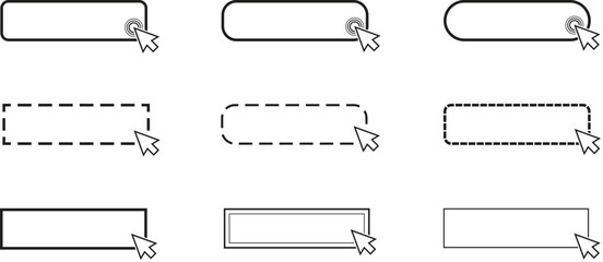 Poster - Click here button with arrow pointer clicking. Blank click here web button set. Button Vector illustration