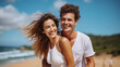© Atchariya63 - Portrait of smiling young couple on tropical beach , Summer , Holiday travel concept