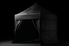 A Blank Pop-up Tent Model With A Black Canopy, Against A Dark Background. Generative AI
