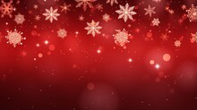 Photo Of A Festive Red Christmas Background With Snowflakes