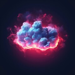 Aufkleber - Abstract pink blue neon cloud glowing from inside, isolated on dark blue background