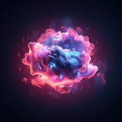 Aufkleber - Abstract pink blue neon cloud glowing from inside, isolated on dark blue background