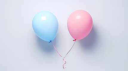 Two blue and pink balloons on a white background. Baby shower