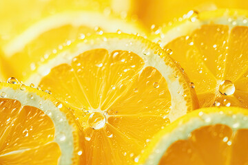 lemon  slices with water drops background